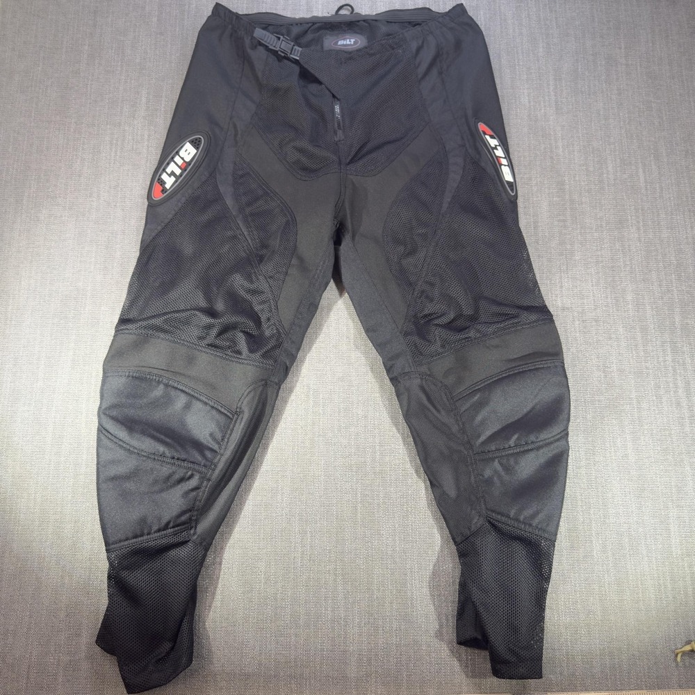 BiLT Pants Mens 38x30 Black Mesh Windbreaker Adjustable Waist Motorcycle Riding